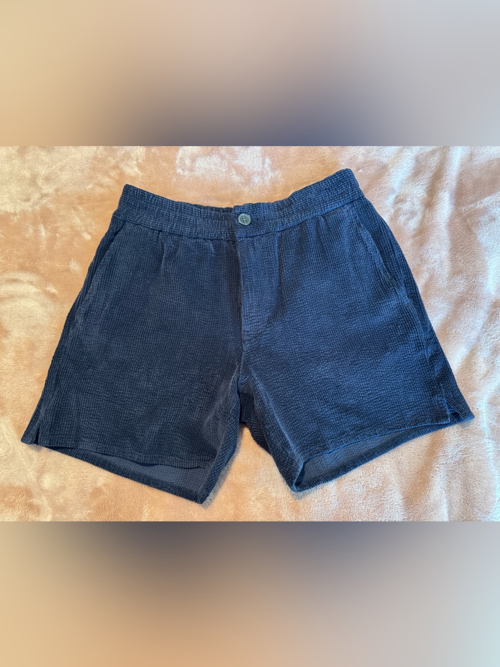 NWT Madewell Corduroy Cotton Blend Elastic Waist Shorts, Navy, Size Small